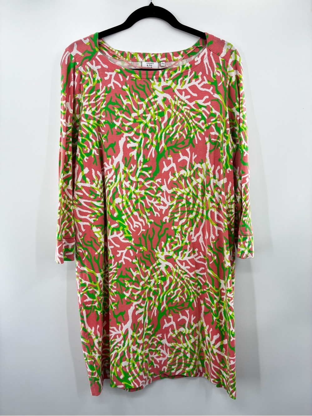 crown & ivy Pink, Green and White Patterned Dress size Large